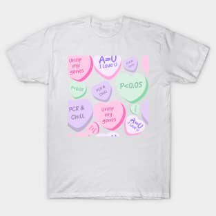 Cute Lovely Laboratory Hearts PCR and Chill Unzip my genes Sticker pack T-Shirt